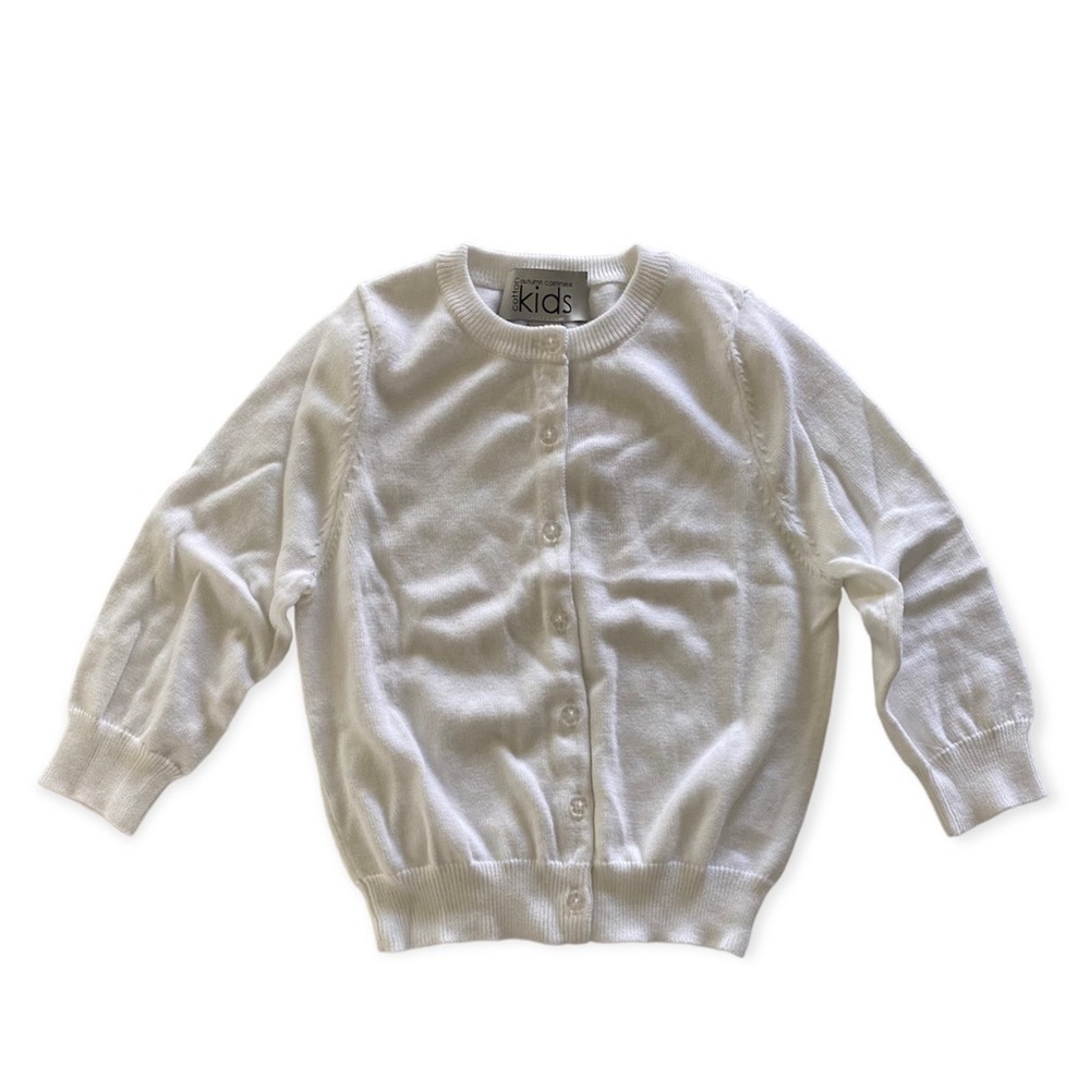 Autumn cashmere Kids Girls Cotton Cardigan Sweater White 4/5 6 8 NWT